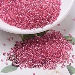 MIYUKI Delica Beads, Cylinder, Japanese Seed Beads, 11/0, (DB0075) Dark Coral Lined Crystal AB, 1.3x1.6mm, Hole: 0.8mm, about 2000pcs/10g(X-SEED-J020-DB0075)