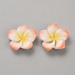 Two Tone Resin Cabochons, Flower, Orange, 24.5x24.5x5.5mm(RESI-WH20010-01D)