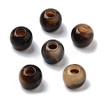 Two Tone Acrylic Beads, Imitation Gemstone Beads, Round, Coconut Brown, 11x9mm, Hole: 4mm and 6.5mm.(OACR-S042-01C)