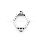 Hollow Frame Alloy Links Connectors, Cadmium Free & Lead Free, Hexagon , Antique Silver, 21x16x1.5mm, Hole: 2mm(FIND-WH0090-75AS-1)