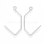 Brass Earring Hooks, with Horizontal Loop, Nickel Free, Real Platinum Plated, 32.5x17.5x0.8mm, Hole: 1.8mm, 20 Gauge, Pin: 0.8mm(KK-T038-421P)