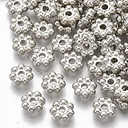 Plating ABS Plastic Spacer Beads, Flower, Platinum Plated, 6x2.5mm, Hole: 1.5mm(KY-T019-01A)