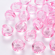 Transparent Acrylic Pendants, Faceted, 3D Apple, Pearl Pink, 17.5x19x18mm, Hole: 2mm, about 173pcs/500g(TACR-T024-05B-903)