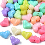 Opaque Acrylic Beads, Heart, Mixed Color, 11x15x8.5mm, Hole: 1.8mm, about 585pcs/500g(MACR-S272-64)