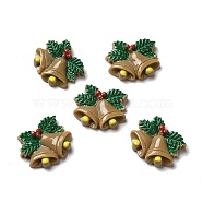 Christmas Opaque Resin Cabochons, Christmas Bell with Leaf, Camel, 18x21x5mm(RESI-K019-38)