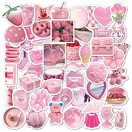 50Pcs PVC Self-Adhesive Cartoon Stickers, Waterproof Decals for Kid's Art Craft, Pearl Pink, 30~50mm(WG33909-01)