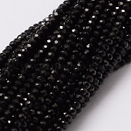 Natural Black Spinel Bead Strands, Faceted, Round, 2mm, Hole: 0.6mm, about 170pcs/strand, 15.3 inch(G-M298-26)