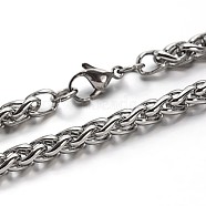 Great 304 Stainless Steel Wheat Chain Necklaces, with Lobster Clasps, Stainless Steel Color, 23.7 inch(60.2cm)(NJEW-O058-04P)
