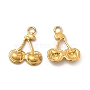 Ion Plating(IP) 304 Stainless Steel Charms, Cherry Charms, Real 18K Gold Plated, 14.5x11x2mm, Hole: 1.8mm(STAS-A070-26G)