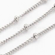 304 Stainless Steel Twisted Chains, Curb Chains, Soldered, Satellite Chains, with Spool, Rondelle Beads, Stainless Steel Color, 2x1mm, about 32.8 Feet(10m)/roll(CHS-H007-07P)