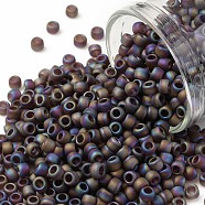 TOHO Round Seed Beads, Japanese Seed Beads, (166CF) Transparent AB Frost Amethyst, 8/0, 3mm, Hole: 1mm, about 222pcs/10g(X-SEED-TR08-0166CF)