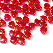100Pcs Eco-Friendly Transparent Acrylic Beads, Dyed, AB Color, Heart, Red, 8x8x3mm, Hole: 1.5mm(TACR-YW0001-07A)