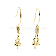 Rack Plating Brass Earring Hooks, for Half Drilled Beads, Long-Lasting Plated, Lead Free & Cadmium Free, Golden, 21mm, 21 Gauge, Pin: 0.7mm and 1mm(KK-F839-024A-G)