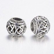 Alloy European Beads, Rondelle, Large Hole Beads, Antique Silver, 10.5x9mm, Hole: 5mm(TIBE-A006-028AS)