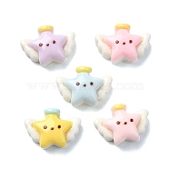 Macaron Color Opaque Resin Decoden Cabochons, Mixed Color, Star with Wings, 10x14mm(CRES-Q221-01H)