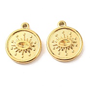 Vacuum Plating 304 Stainless Steel Pendant Rhinestone Settings, Flat Round Links with Eye, Golden, Fit for 3x1.3mm Rhinestone, 15.5x13x3mm, Hole: 1.4mm (STAS-F287-49G)