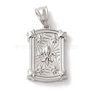 Non-Tarnish 304 Stainless Steel Pendants, Rectangle with Fleur De Lis Charm, Stainless Steel Color, 29x19x3.5mm, Hole: 8.5x4.5mm(STAS-Z075-11P)