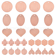 Brass Pendants, Mixed Shapes, Brushed Red Copper, 28pcs/box(KK-PH0004-61)