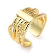 Rack Plating Brass Open Cuff Rings, Hollow, Cadmium Free & Lead Free, Real 18K Gold Plated, US Size 6 3/4(17.1mm)(RJEW-K249-21G)