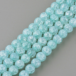 Synthetic Crackle Quartz Beads Strands, Round, Dyed, Pale Turquoise, 8mm, Hole: 1mm, about 49~50pcs/strand, 15 inch(GLAA-S134-8mm-11)