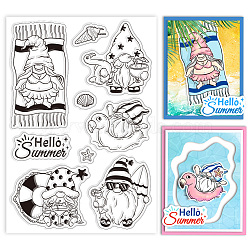 Custom Summer Theme PVC Plastic Clear Stamps, for DIY Scrapbooking, Photo Album Decorative, Cards Making, Gnome, 160x110mm(DIY-WH0631-0015)