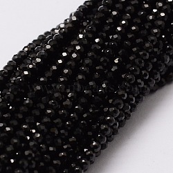 Natural Black Spinel Bead Strands, Faceted, Rondelle, 2mm, Hole: 1mm; about 170pcs/strand, 13.3 inches(G-M298-26)