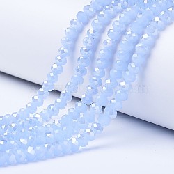 Electroplate Glass Beads Strands, Imitation Jade Beads, AB Color Plated, Faceted, Rondelle, Light Sky Blue, 3x2mm, Hole: 0.8mm, about 165~169pcs/strand, 15~16 inch(38~40cm)(EGLA-A034-J2mm-B02)
