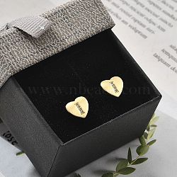 Rack Plating Brass Micro Pave Clear Cubic Zirconia Stud Earrings, Heart, Letter I, 8.5x9.5mm(EJEW-K299-01G-I)