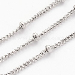 304 Stainless Steel Twisted Chains, Curb Chains, Soldered, Satellite Chains, with Spool, Rondelle Beads, Stainless Steel Color, 2x1mm, about 32.8 Feet(10m)/roll(CHS-H007-07P)