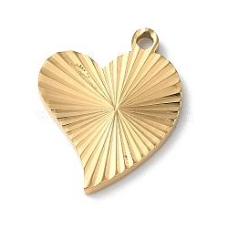 Ion Plating(IP) 304 Stainless Steel Pendants, Heart Charm, Golden, 21.5x17x2mm, Hole: 1.8mm(STAS-D025-09G)