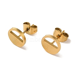 PVD Vacuum Plating 304 Stainless Steel Stud Earrings, Flat Round, Golden, 8mm(EJEW-Z040-30G)