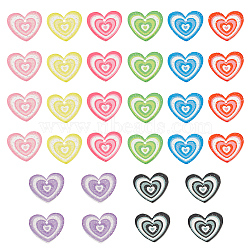 HOBBIESAY 32Pcs 8 Colors Transparent Acrylic Pendant, with Glitter Powder, Heart, Mixed Color, 21x24x2mm, Hole: 1.6mm, 4pcs/color(MACR-HY0001-03)