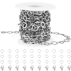 Beebeecraft DIY Jewelry Making Kit, Including 661 Stainless Steel Mother-son Chains, 304 Stainless Steel Lobster Claw Clasps & Open Jump Rings, Stainless Steel Color, 5~10x1~6.5x0.5mm(DIY-BBC0002-08)