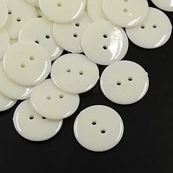 Acrylic Sewing Buttons, Plastic Buttons for Costume Design, 2-Hole, Dyed, Flat Round, White, 17x2mm, Hole: 1mm(BUTT-E084-B-01)