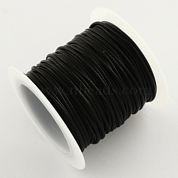 Korean Waxed Polyester Cords, Black, 1mm, about 10.93 yards(10m)/roll, 25rolls/bag(YC-R004-1.0mm-12)