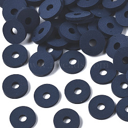 Handmade Polymer Clay Beads, Disc/Flat Round, Heishi Beads, Prussian Blue, 8x0.5~1mm, Hole: 2mm, about 13000pcs/1000g(CLAY-R067-8.0mm-B35)