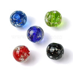 Luminous Handmade Gold Sand Lampwork Beads, Glow in the Dark, Round, Mixed Color, 14.5x13mm, Hole: 2mm(FOIL-B001-07)