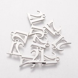 201 Stainless Steel Charms, Number 21, Stainless Steel Color, 12x10x1.1mm(STAS-Q201-T410)