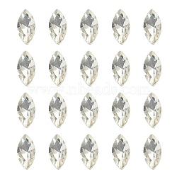 20Pcs Pointed Back Glass Rhinestone Cabochons, Faceted, Horse Eye, Crystal, 10x5x3mm(RGLA-YW0002-01)