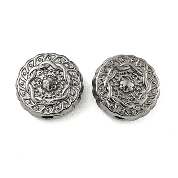 Tibetan Style Alloy Beads, Lead Free & Nickel Free & Cadmium Free, Flat Round, Gunmetal, 10x4mm, Hole: 1.5mm