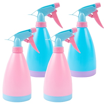 Empty Plastic Spray Bottles with Adjustable Nozzle, Refillable Bottles, for Cleaning Gardening Plant, Mixed Color, 20x8.4cm, 2 colors, 2pcs/color, 4pcs/set