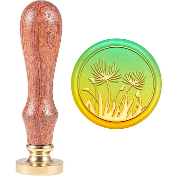 Brass Wax Seal Stamp with Handle, for DIY Scrapbooking, Dandelion Pattern, 89x30mm
