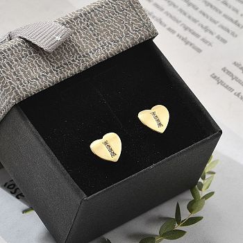 Rack Plating Brass Micro Pave Clear Cubic Zirconia Stud Earrings, Heart, Letter I, 8.5x9.5mm