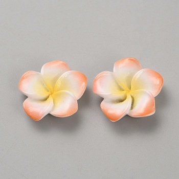 Two Tone Resin Cabochons, Flower, Orange, 24.5x24.5x5.5mm