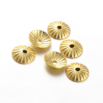 Brass Bead Caps, Apetalous, Golden, 5x1mm, Hole: 0.5mm