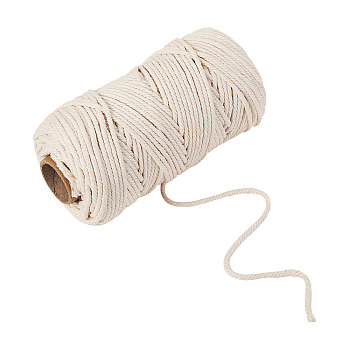 Cotton String Threads, Decorative String Threads, for DIY Crafts, Gift Wrapping and Jewelry Making, White, 3mm, about 100m/roll, 1roll