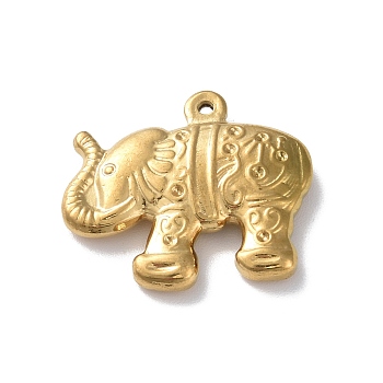 Ion Plating(IP) 304 Stainless Steel Pendant Rhinestone Settings, Elephant, Golden, Fit for 0.7mm Rhinestone, 22x26x4.5mm, Hole: 1mm