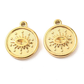 Vacuum Plating 304 Stainless Steel Pendant Rhinestone Settings, Flat Round Links with Eye, Golden, Fit for 3x1.3mm Rhinestone, 15.5x13x3mm, Hole: 1.4mm 