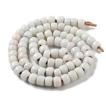 Handmade Lampwork Beads, Column, White, 10.5~11x8~8.5mm, Hole: 3.5mm, about 80pcs/strand, 25.39''(64.5cm)