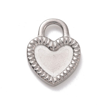 304 Stainless Steel Pendants, Heart Lock, Stainless Steel Color, 18x14x2.5mm, Hole: 4.5mm